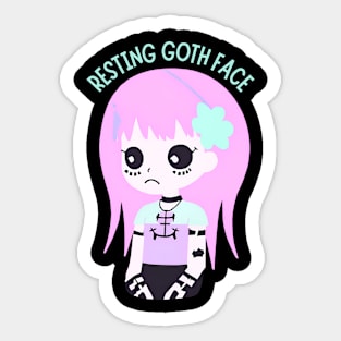 Pastel Goth Kawaii Aesthetic - Resting Goth Face Sticker